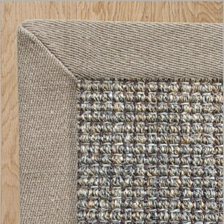 Heavy Ribbed Slate Sisal with 2 Inch Lilydale Linen Border 2.4(L) x 1.7(W)